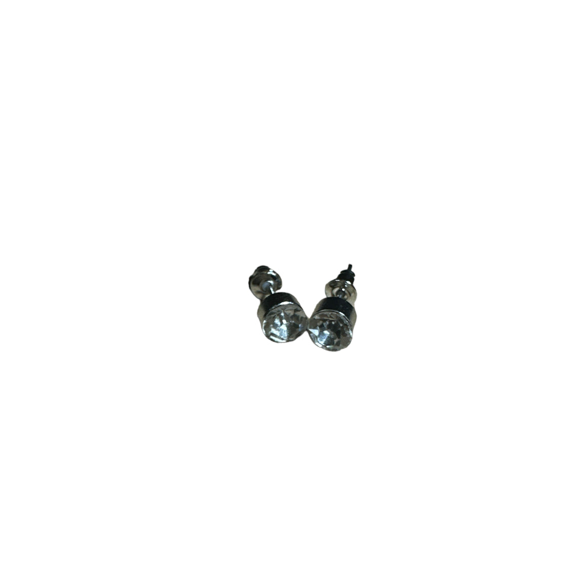 Crystal Round Ear Studs in Silver 6mm