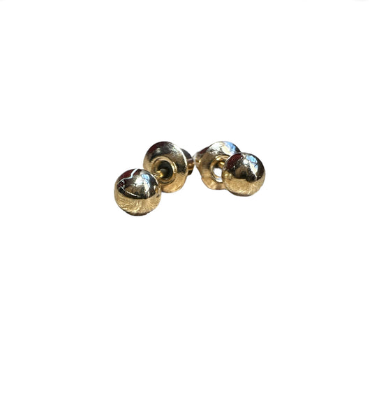 Gold Chrome Pearl Ear Studs 4mm