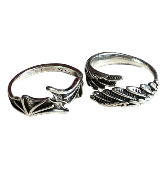 Angel and Demon Ring Set in Silver (2 Rings)