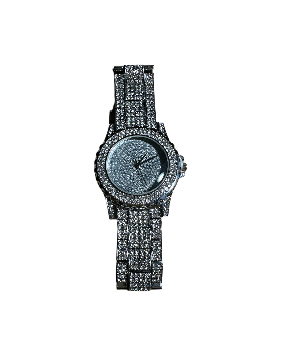 Silver Watch with Diamond Gems