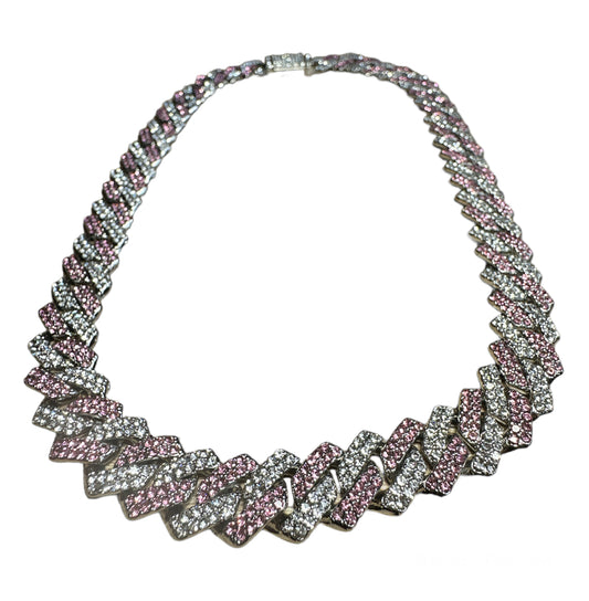 Pink Diamonds Cuban Link Necklace