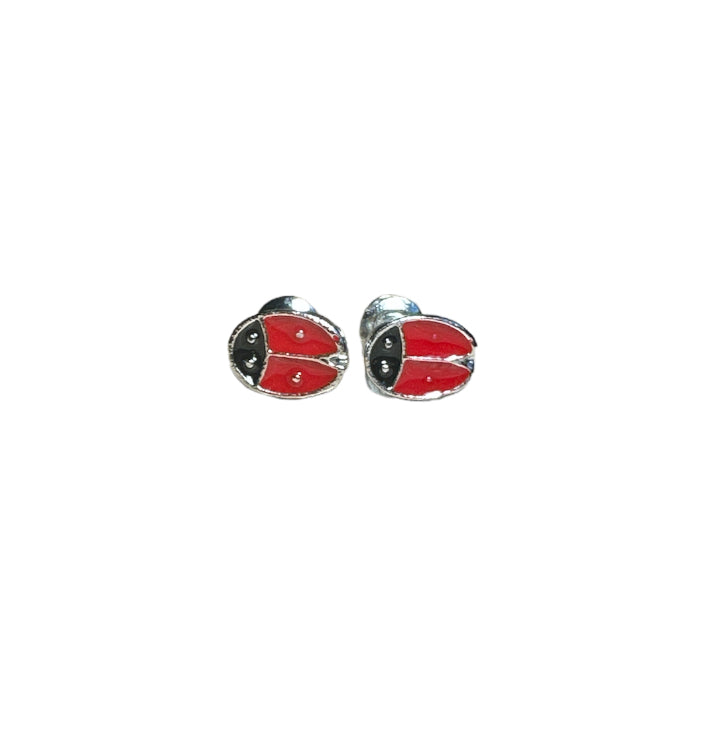 Ladybird Ear Studs in Silver