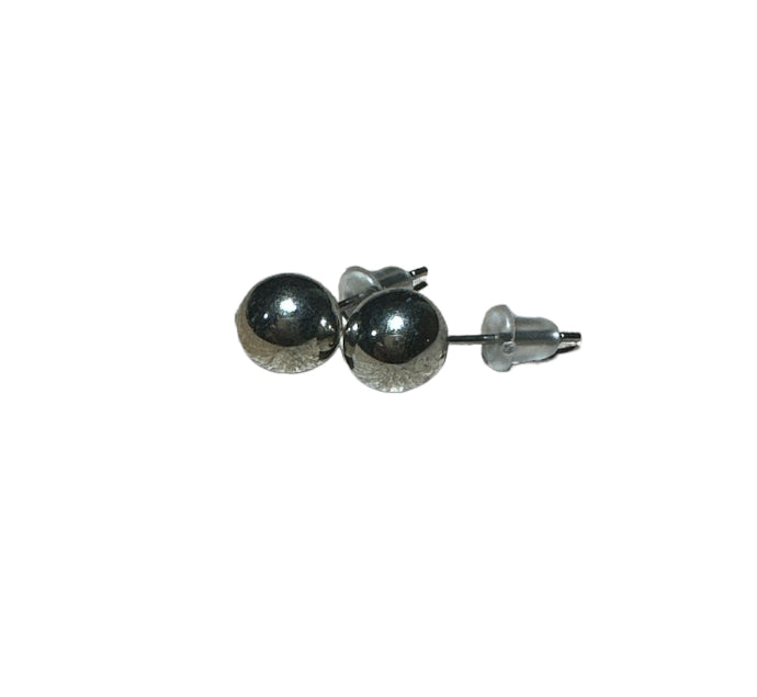 Silver Chrome Round Ear Studs 7mm