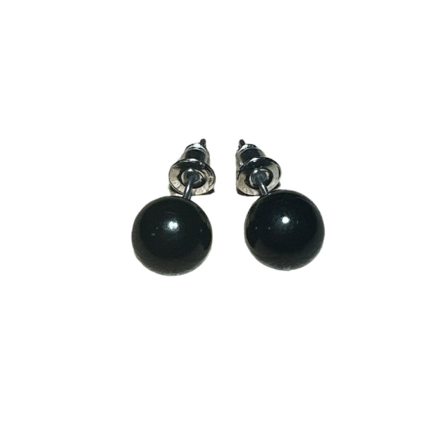 Black Pearl Ear Studs 7mm