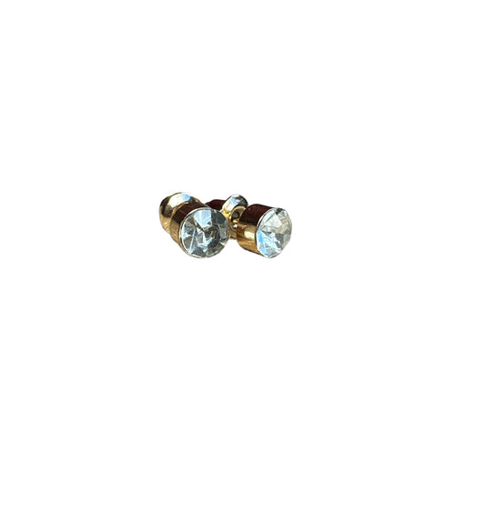 Round Crystal Ear Studs in Gold 5mm