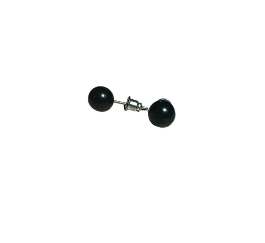 Black Pearl Ear Studs 7mm