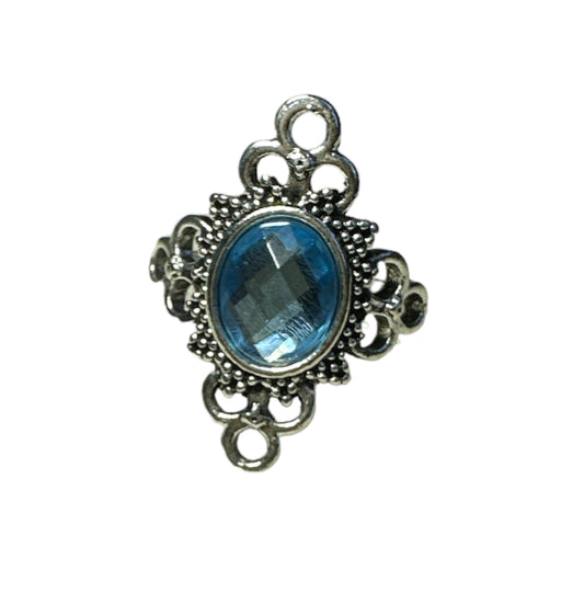 Women’s Silver Blue Gemstone Ring CZ Royal