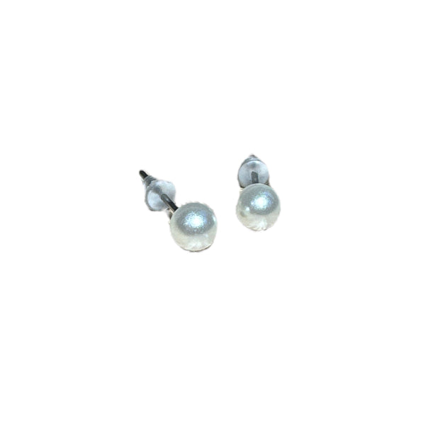 White Pearl Ear Studs 5mm