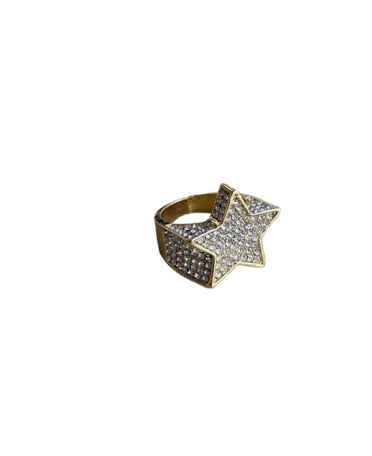 Gold Star Ring CZ