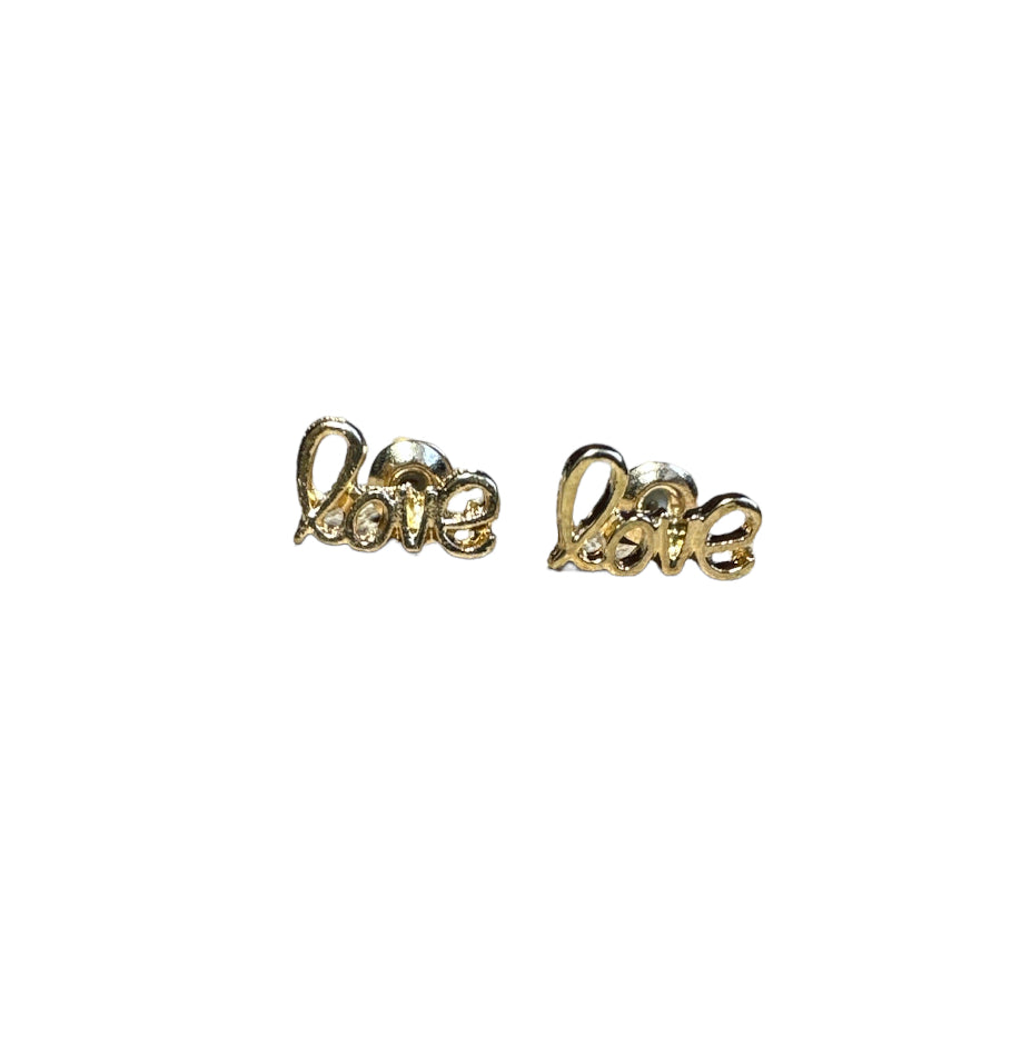 Gold LOVE Ear Studs 10mm