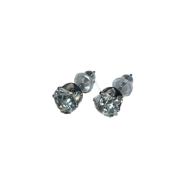 Silver Diamond Ear Studs 6mm