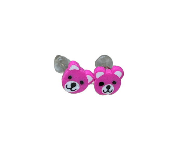 Pink Teddy Ear Studs