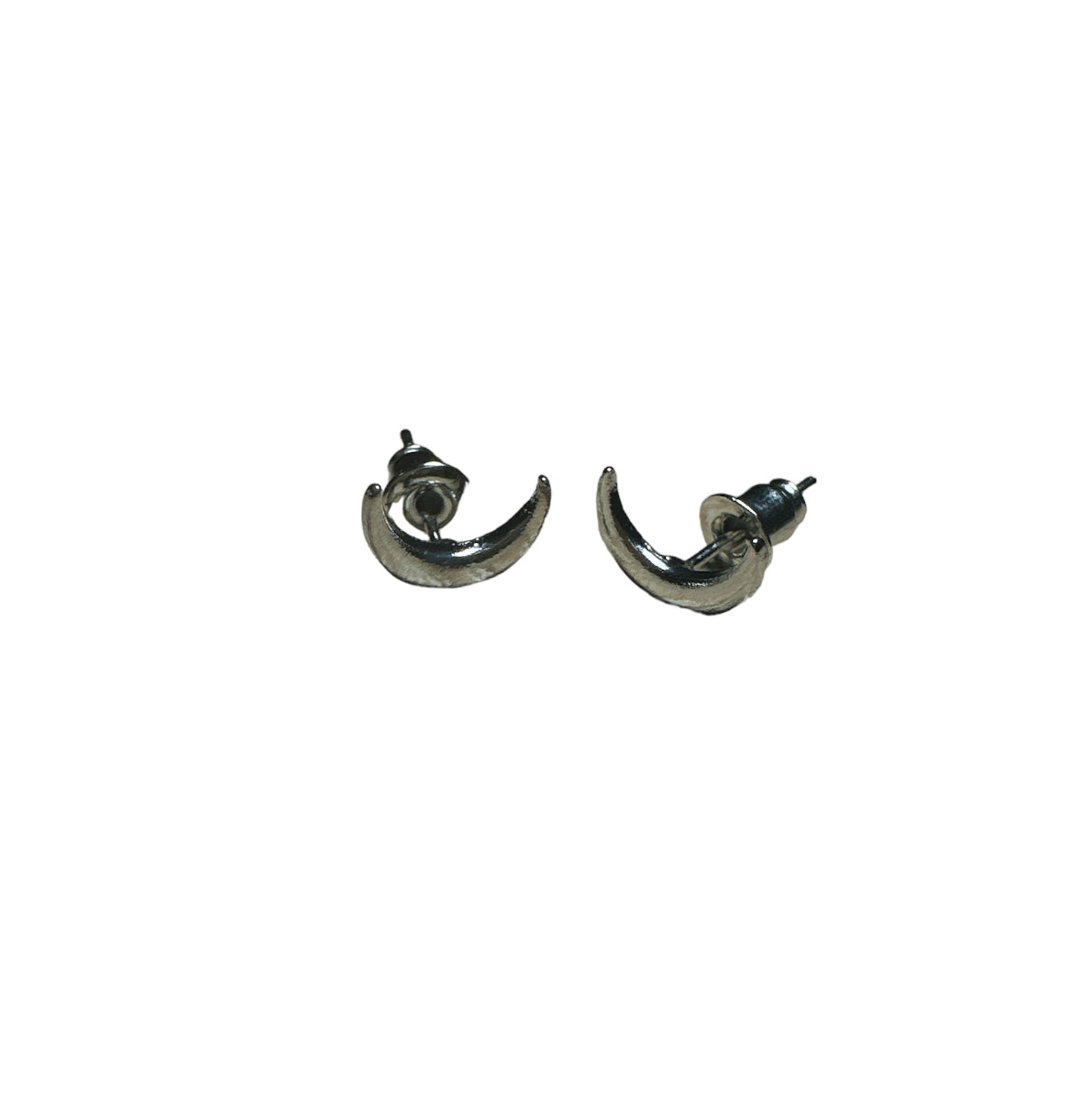 Silver Moon Ear Studs