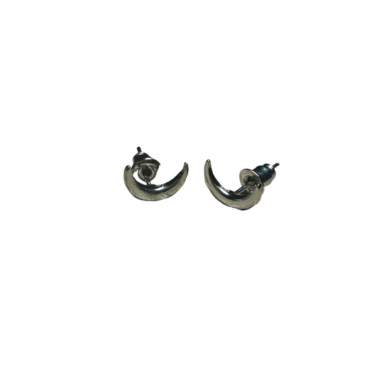 Silver Moon Ear Studs