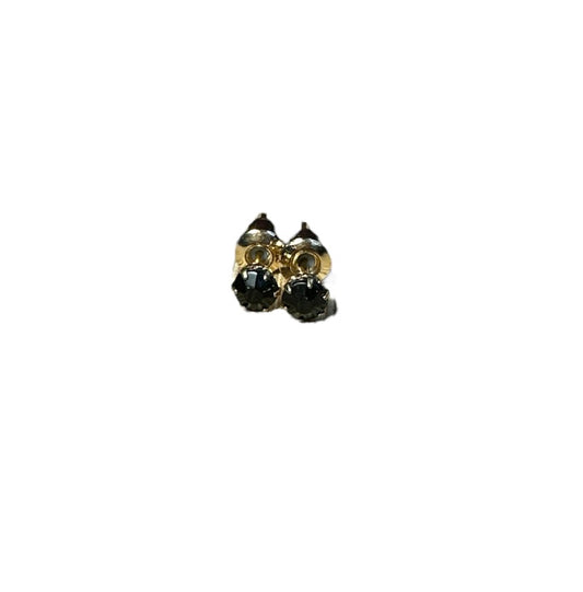 Black Gem Ear Studs in Gold 4mm