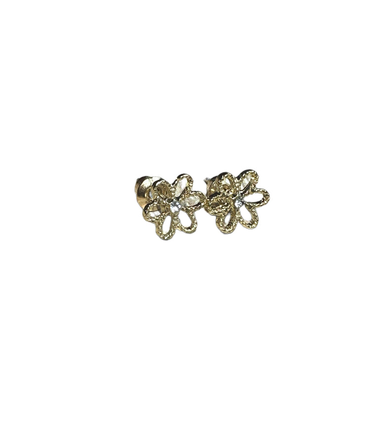 Gold Flower Ear Studs 8mm