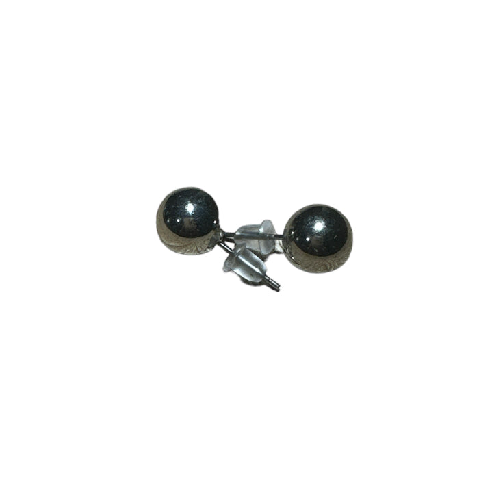 Silver Chrome Round Ear Studs 10mm