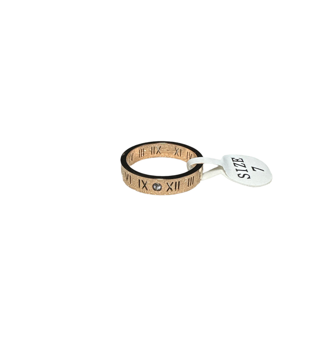 Women’s Rose Gold Ring CZ Roman Numerals