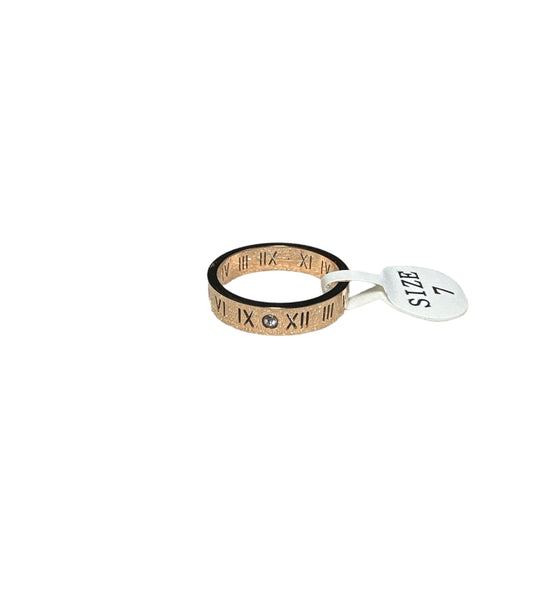 Women’s Rose Gold Ring CZ Roman Numerals