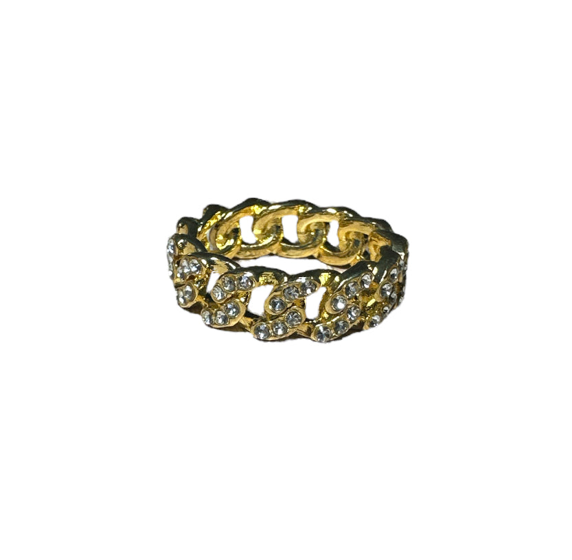 Gold Cuban Ring CZ